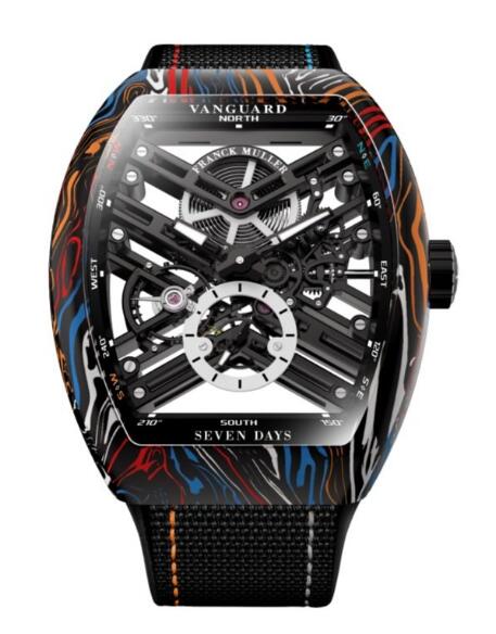 Best FRANCK MULLER Vanguard Damascus Carbon Skeleton V 41 S6 SQT CARBONE AMS COL DRM (NR) Replica Watch